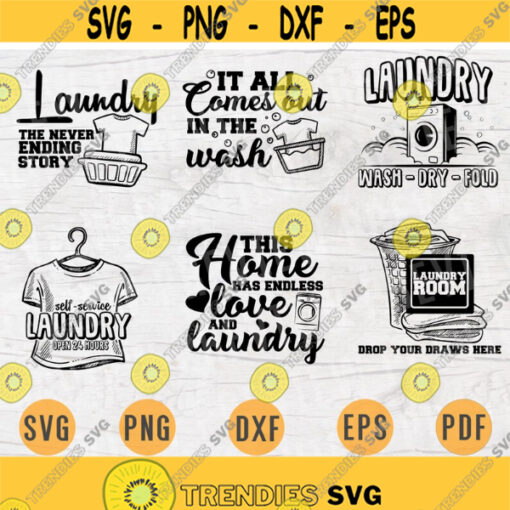 Laundry SVG Bundle Pack 6 Files for Cricut Vector Laundry Bundle Cut Files INSTANT DOWNLOAD Cameo Dxf Eps Png Pdf Iron On Shirt 1 Design 815.jpg