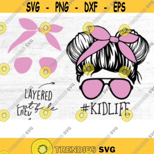 Layered Daughter Skull Svg Messy Bun Svg Skull Svg Little Girl Svg Svg Files For Cricut Silhouette Cameo Projects Cutting Files