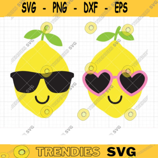 Lemon SVG DXF Lemon Wearing Sunglasses Cute Summer Lemon Boy and Girl with Sunglasses svg dxf Cut Files for Cricut Commercial Use copy
