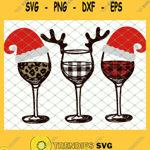 Leopard Plaid Reindeer Santa Wine Glasses SVG PNG DXF EPS 1