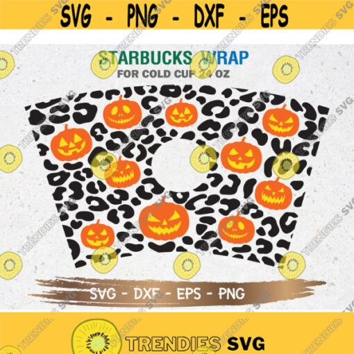Leopard Pumpkin Halloween Starbucks Cup SVG Leopard Pumpkin svg Halloween svg DIY Venti for Cricut 24oz venti cold cup Instant Download Design 237