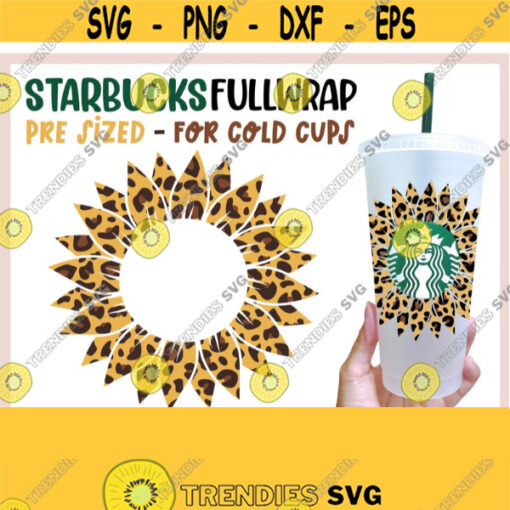 Leopard Sunflower Starbucks Cup svg Cheetah Print Starbucks Cold Cup SVG Sunflower Venti Cold Cup svg