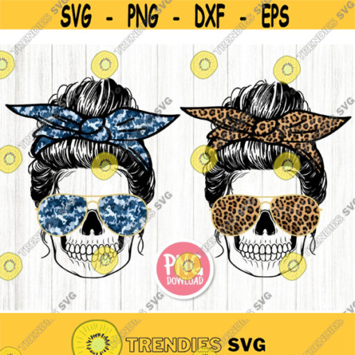 Leopard print Camo Mom Life Skull Messy Bun Sunglasses Mom Life PNG Sublimation Design Downloads Design 58