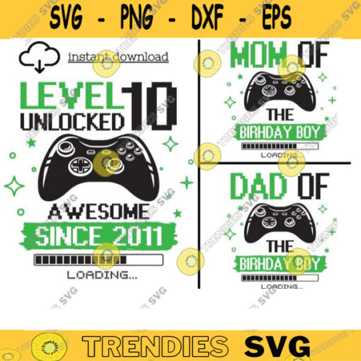 Level 10 Unlocked svg 10th Birthday Boy Gamer 10 years Old Gamer T Shirt Video Game Controller Joystick kid design Svg Cut File For Cricut 30 copy