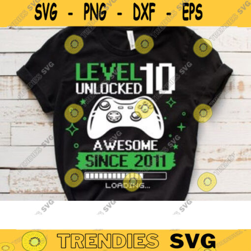 Level 10 Unlocked svg 10th birthday boy svg 10 years Old Gamer T Shirt Video Game Controller Joystick kid design Svg Cut File For Cricut 6 copy