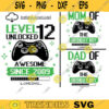 Level 12 Unlocked svg 12th Birthday Boy Gamer 12 years Old Gamer T Shirt Video Game Controller Joystick kid design Svg Cut File For Cricut 110 copy