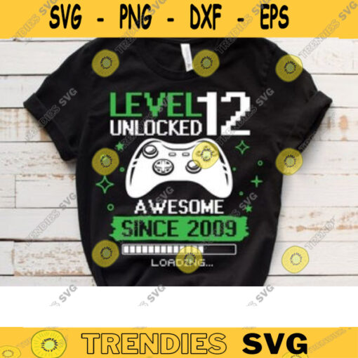 Level 12 Unlocked svg 12th birthday boy svg 12 years Old Gamer T Shirt Video Game Controller Joystick kid design Svg Cut File For Cricut 66 copy