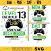Level 13 Unlocked svg 13th Birthday Boy Gamer 13 years Old Gamer T Shirt Video Game Controller Joystick kid design Svg Cut File For Cricut 155 copy