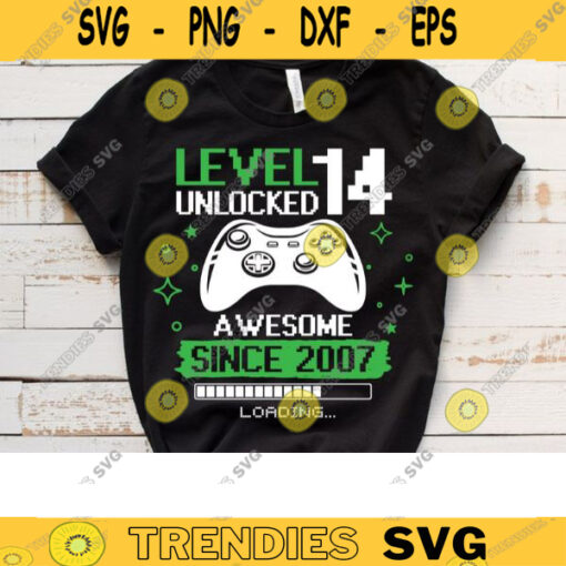 Level 14 Unlocked svg 14th birthday boy svg 14 years Old Gamer T Shirt Video Game Controller Joystick kid design Svg Cut File For Cricut 191 copy