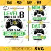 Level 8 Unlocked svg 8th Birthday Boy Gamer 8 years Old Gamer T Shirt Video Game Controller Joystick kid design Svg Cut File For Cricut 174 copy