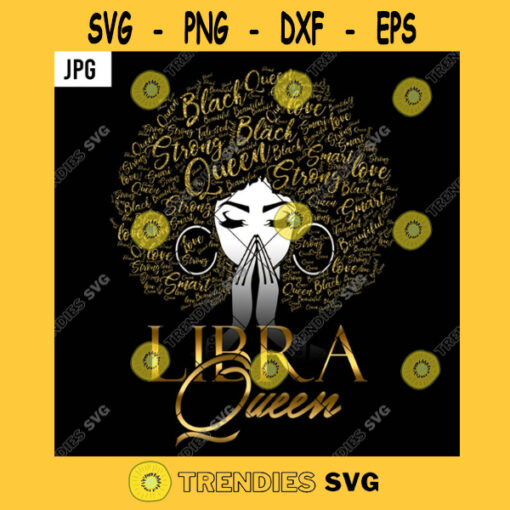Libra Queen PNG Zodiac Birthday Black Queen Melanin Afro Natural Hair PNG JPG
