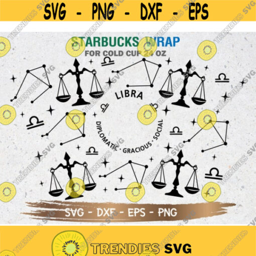 Libra Starbucks Cup SVG Astrology SVG Libra svg DIY Venti for Cricut 24oz venti cold cup Instant Download Design 27