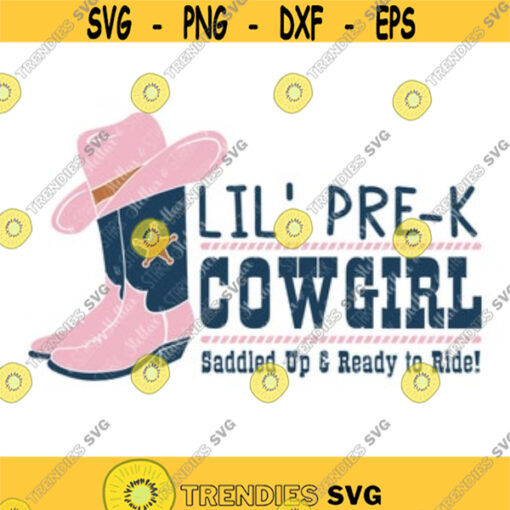 Lil Pre K Cowgirl SVG Cute Young Girl Svg Back to School Girl SVG Cowboy Hat SVG Back to School Girl Cut File Cowboy Boots Svg Design 69.jpg