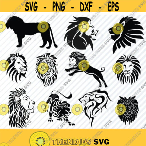 Lion Head SVG Bundle Tribal Lions SVG Files For Cricut Vector Images Aztec Lions Clip ArtEps Png dxf Lion Stencil ClipArt Silhouette Design 63