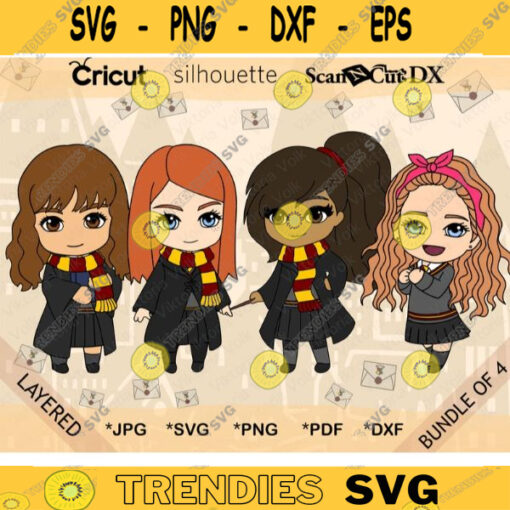 Lion House Girls SVG Printable Bundle Students Color Cut File Cute Witches Vector Art HP Clipart PNG Scraf and Magic Wand Girl svg