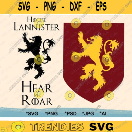 Lion House Sigil SVG Lion House Words Cut File Lion Crest Printable Lion Silhouette