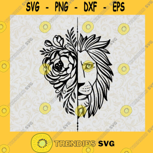 Lion Svg Flower Lion Svg Lion And Rose Svg Lion King Svg Animal Svg