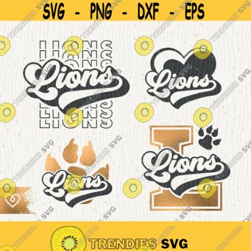 Lions Svg School Spirit Bundle Lions Svg Retro Design Lion Pride Png Football Cheer Svg Baseball Lions Paw Svg Basketball Cricut Cut File Design 642