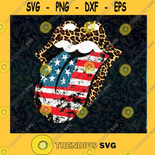 Lips Svg Lips Silhoutte Lips American 4th of July Cheetah print American Flag Tongue PNG DIGITAL DOWNLOAD for sublimation or screens