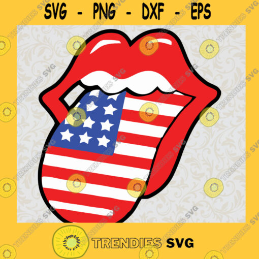 Lips and Tongue SVG US Flag Tongue SVG Patriotic Stars SVG America USA SVG