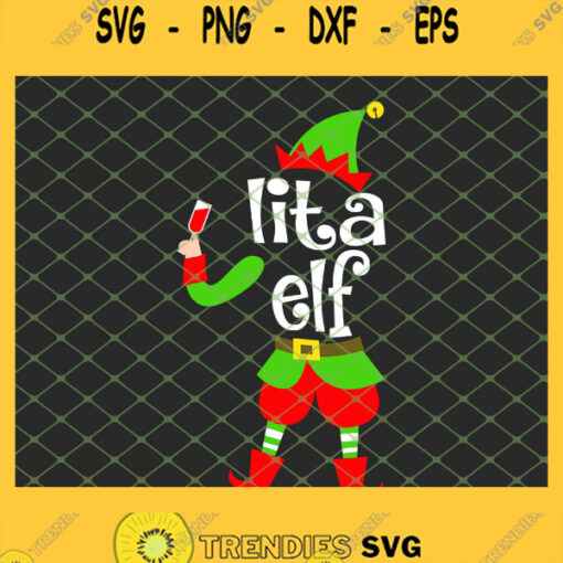 Lita Elf Wine Lover Christmas SVG PNG DXF EPS 1