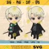 Little Blonde Boy with Scarf SVG Bundle Wizard with Wand Cut File Cute Boy Vector Art Chibi Student Color PNG