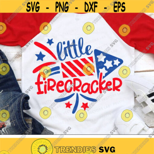 Little Firecracker Svg 4th of July Svg Patriotic Cut File Funny Quote Svg Dxf Eps Png Kids Shirt Design Baby Clipart Cricut Silhouette Design 1919 .jpg