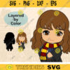 Little Hermione Clipart SVG Cute Hermione Layered Cut File Cute Wizard Vector Art Harry Potter PNG Hermione