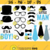 Little Man Photo Booth Props SVG. Gentleman Vector Cut Files eps dxf. Printable Mustaches. Boy Baby Shower Selfie Station Accessories PNG Design 718