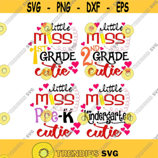 Little Miss 1st Grade Pre k Kindergaten 2nd Cuttable Design SVG PNG DXF eps Designs Cameo File Silhouette Design 1878