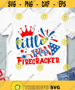 Little Miss Firecracker SVG 4th July SVG Patriotic girl shirt Fourth of July cut files