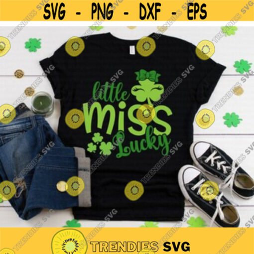 Little Miss Lucky svg St Patricks Day svg Clover svg Shamrock svg Little Girl svg Lucky Girl svg dxf Cut File Cricut Silhouette Design 359.jpg