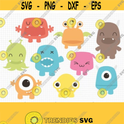 Little Monster SVG. Cute Baby Monsters Clipart PNG. Kids Funny Monster Cut Files Bundle. Vector Files DXF Cutting Machine Instant Download Design 223