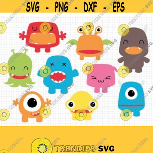 Little Monster SVG. Cute Baby Monsters Clipart PNG. Kids Funny Monster Cut Files Bundle. Vector Files DXF Cutting Machine Instant Download Design 224