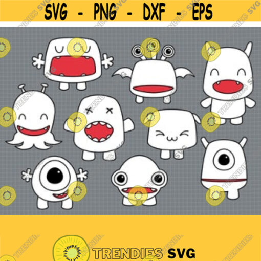 Little Monster SVG. Cute Baby Monsters Clipart PNG. Kids Funny Monster Cut Files Bundle. Vector Files DXF Cutting Machine Instant Download Design 226