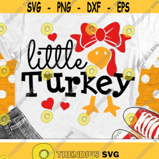 Little Turkey Svg Girls Thanksgiving Svg Dxf Eps Png Girl Turkey Cut Files Funny Kids Shirt Design Newborn Baby Svg Silhouette Cricut Design 2332 .jpg