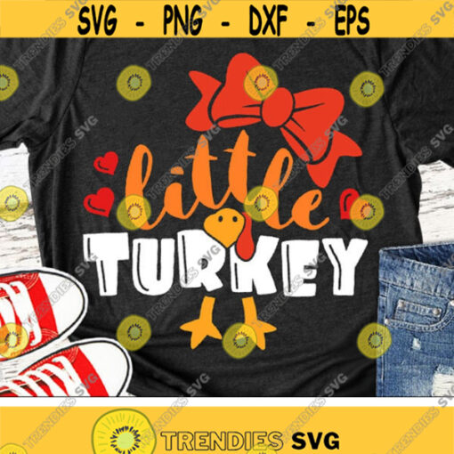 Little Turkey Svg Girls Thanksgiving Svg Dxf Eps Png Girl Turkey Cut Files Kids Shirt Design Newborn Baby Clipart Silhouette Cricut Design 1226 .jpg