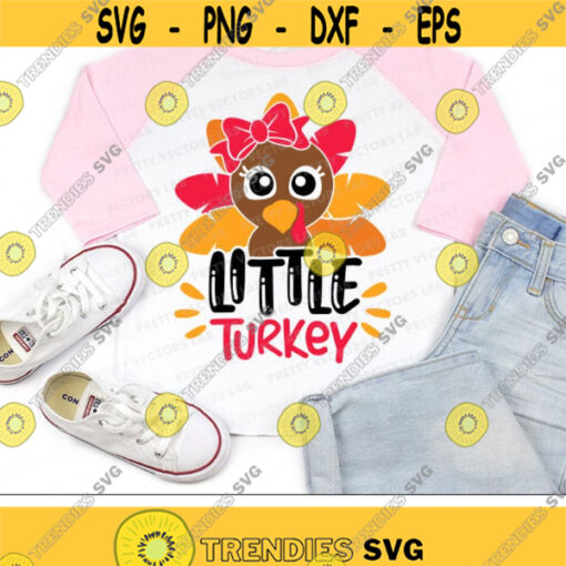 Little Turkey Svg Little Sister Svg Thanksgiving Svg Dxf Eps Png Girl Turkey Cut File Kids Shirt Design Fall Clipart Silhouette Cricut Design 1120 .jpg