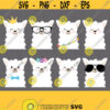 Llama SVG. Llama Bundle Clipart Cut Files. Cute Kawaii Llama Vector Files for Cutting Machine. Floral Crown Sunglasses Bowtie png dxf eps Design 711