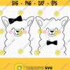 Llama SVG. Llama Girl and Boy Cut Files. Cute Llama with Bow Bowtie Vector Files for Cutting Machine. Digital Instant Download png dxf eps Design 855