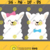 Llama SVG. Llama Girl and Boy Cut Files. Cute Llama with Bow Bowtie Vector Files for Cutting Machine. Digital Instant Download png dxf eps Design 859
