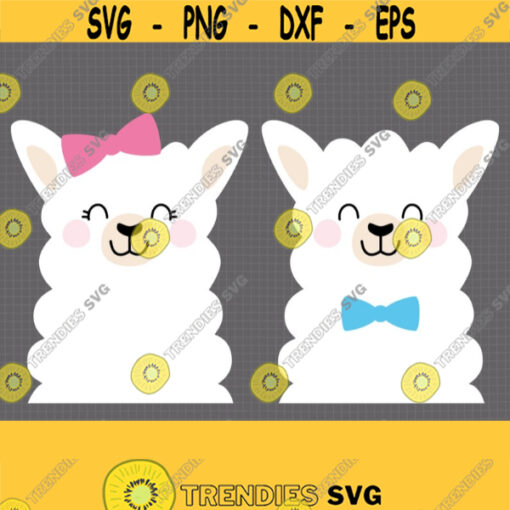 Llama SVG. Llama Girl and Boy Cut Files. Cute Llama with Bow Bowtie Vector Files for Cutting Machine. Digital Instant Download png dxf eps Design 859