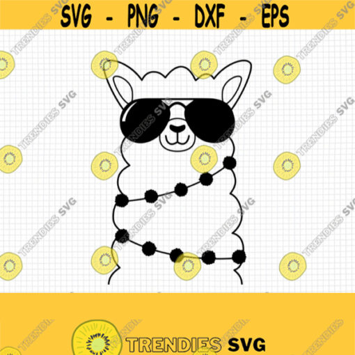 Llama SVG. Party Llama with Sunglasses Cut Files. Funny Animals Vector Files for Cutting Machine. png dxf eps Digital Instant Download Design 874