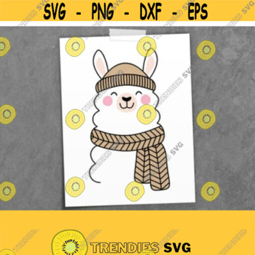 Llama with Scarf SVG. Llama in a Winter Hat Cut Files. Kids Christmas Llama PNG. Vector Files for Cutting Machine. dxf eps jpg pdf Download Design 102
