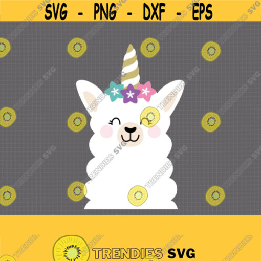 Llamacorn SVG. Unicorn Llama Cut File. Cute Girl Flower Crown Animals Vector Files for Cutting Machine. png dxf eps Digital Instant Download Design 799
