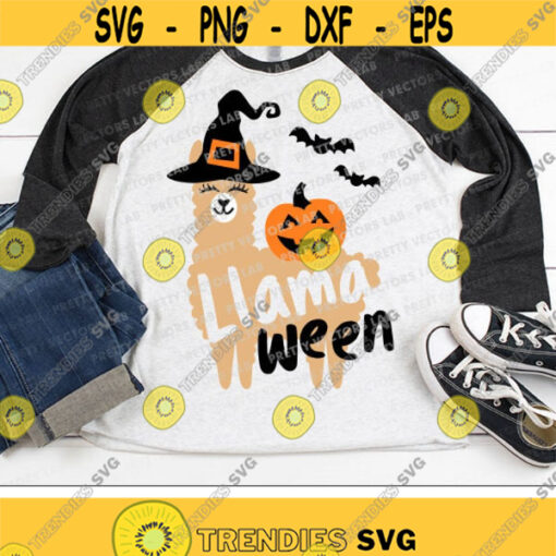 Llamaween Svg Halloween Llama Svg Llama Witch Svg Funny Halloween Svg Dxf Eps Png Kids Shirt Design Fall Cut Files Silhouette Cricut Design 1036 .jpg