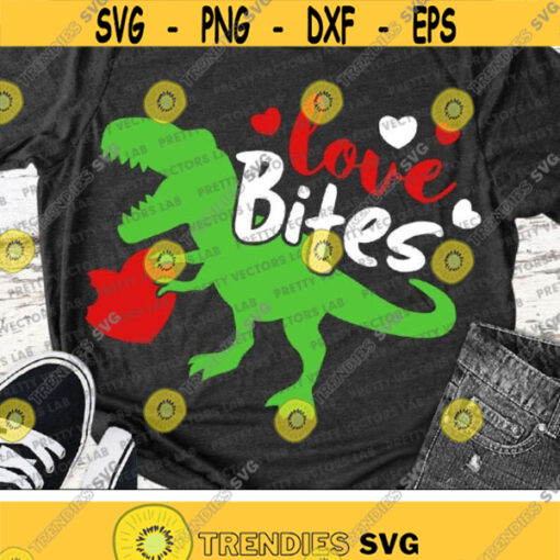 Love Bites Svg Boy Valentines Day Svg Dinosaur with Heart Svg Valentine T Rex Svg Dxf Eps Png Funny Kids Cut Files Silhouette Cricut Design 2258 .jpg