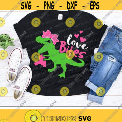 Love Bites Svg Girl Valentines Day Svg Dinosaur with Heart Svg Valentine T Rex Svg Dxf Eps Png Funny Kids Cut Files Silhouette Cricut Design 1240 .jpg
