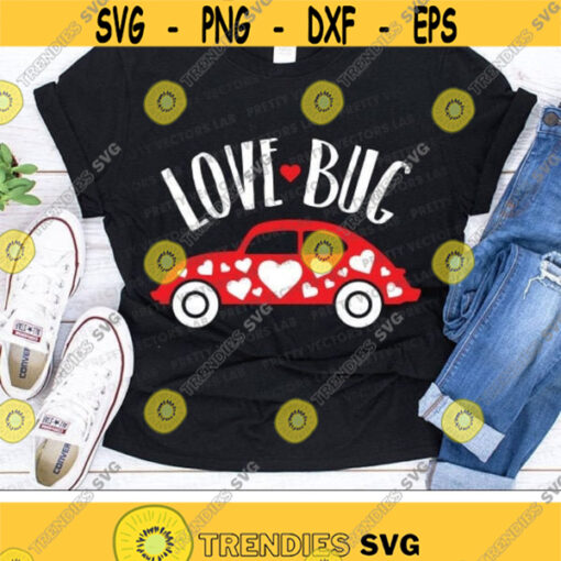 Love Bug Svg Valentines Day Svg Vintage Car with Hearts Svg Love Car Cut Files Girls Cute Retro Car Svg Dxf Eps Png Silhouette Cricut Design 2459 .jpg