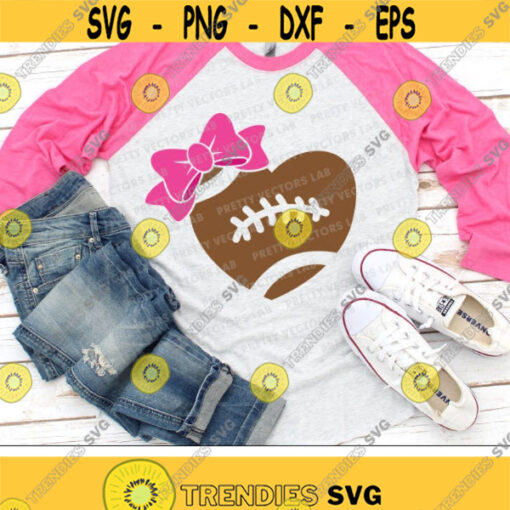 Love Football Svg Football Heart With Bow Svg Girls Cut Files Football Mom Svg Dxf Eps Png Sports Svg Cheer Sister Silhouette Cricut Design 1466 .jpg